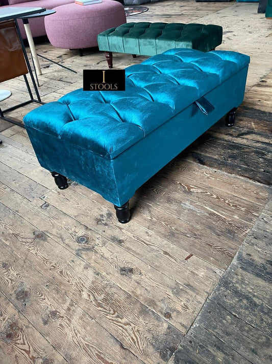 PREMIUM tealOttoman Storage | Ottoman Bench - ISTOOLS