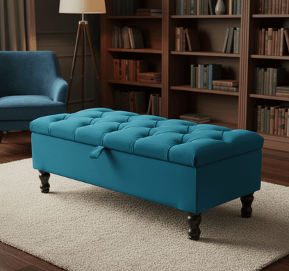 Aqua Lusso velvet storage ottoman bench with hidden storage UK - ISTOOLS