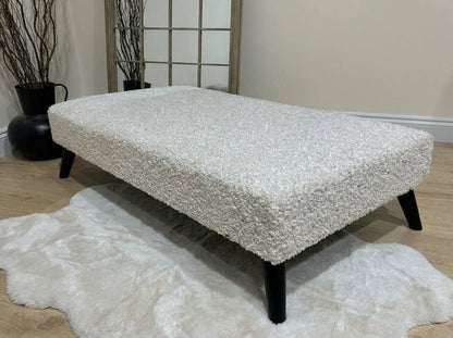 Premium Teddy Bear Fluffy Creamy White Footstool Coffee Table Ottoman – Soft Plush, Stylish & Non - Storage - ISTOOLS