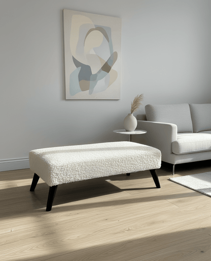 Premium teddy bear fluffy creamy white plain top footstool coffee table - ISTOOLS