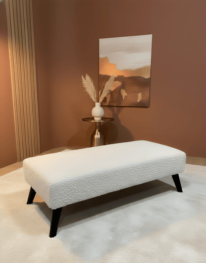 Premium teddy bear fluffy creamy white plain top footstool coffee table - ISTOOLS