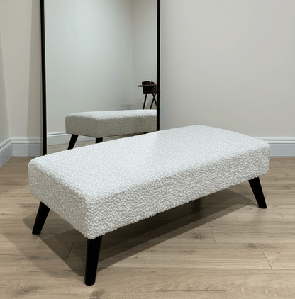 Premium teddy bear fluffy creamy white plain top footstool coffee table - ISTOOLS