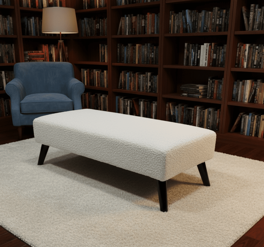 Premium teddy bear fluffy creamy white footstool coffee table ottoman - ISTOOLS