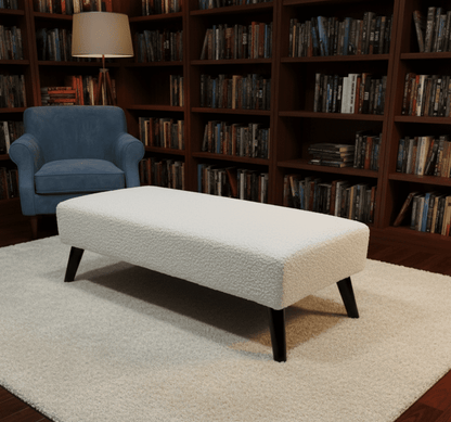 Premium teddy bear fluffy creamy white footstool coffee table ottoman - ISTOOLS