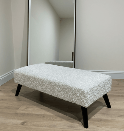 Premium teddy bear fluffy creamy white plain top footstool coffee table - ISTOOLS