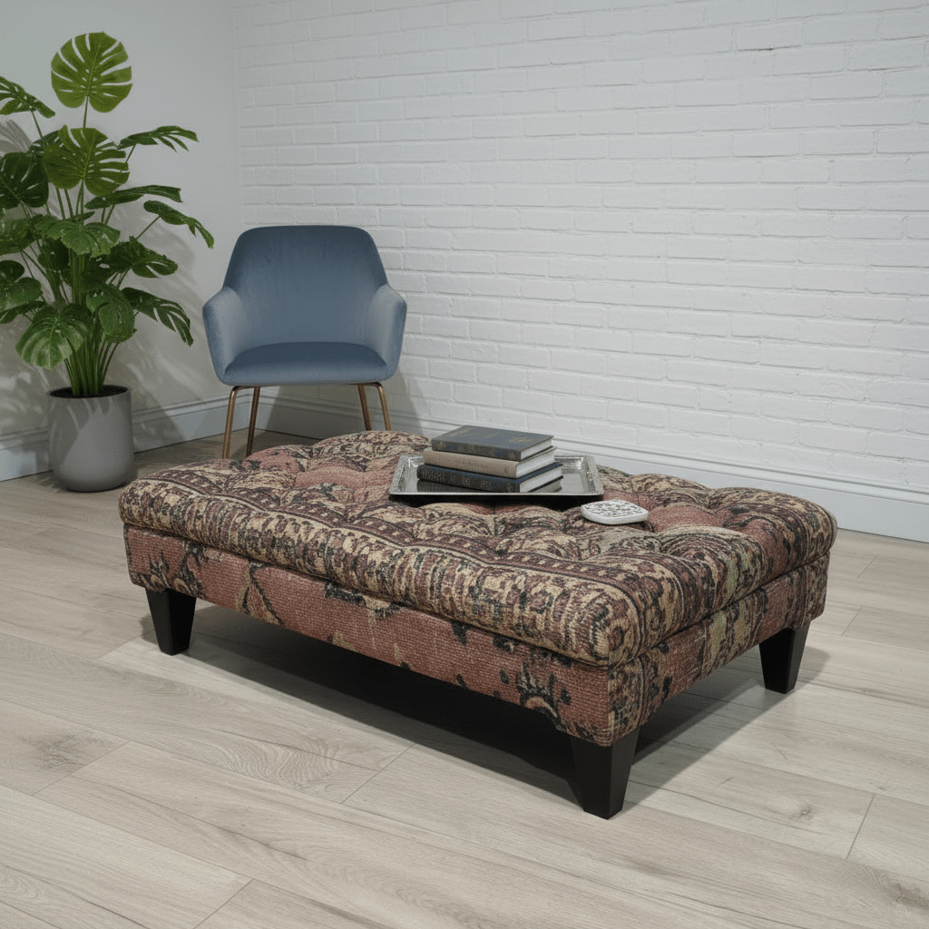 Premium Tufted Coffee Table Footstool Expressive Art Motif - ISTOOLS