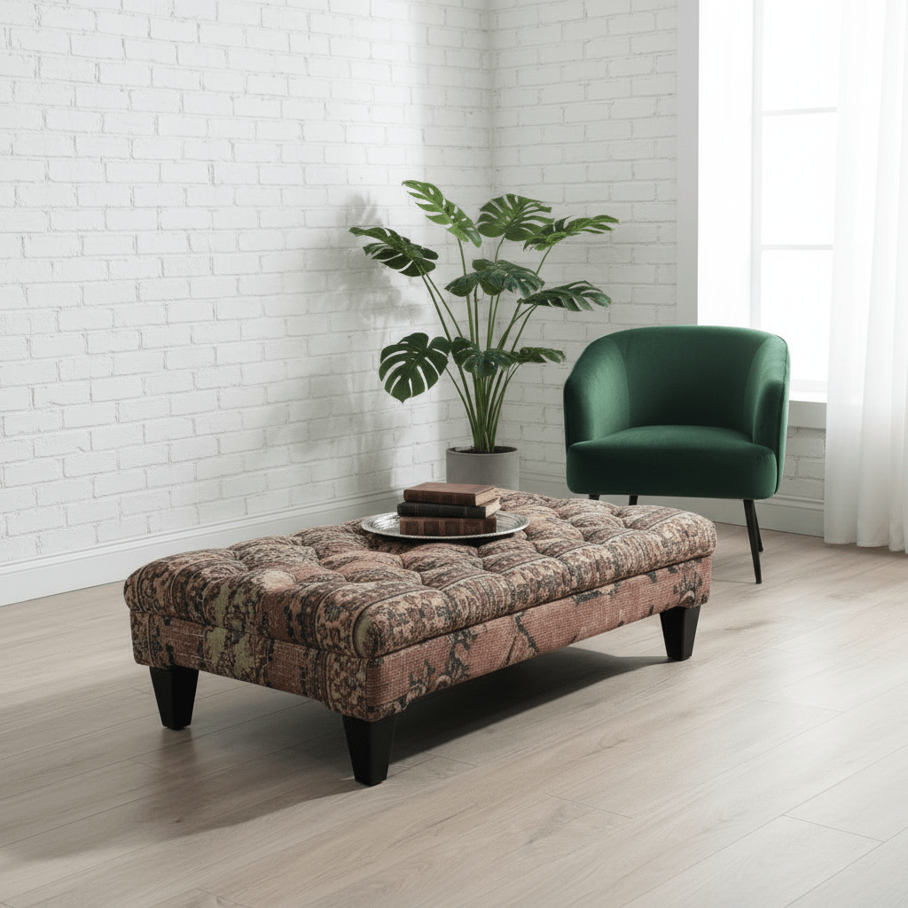 Premium Tufted Coffee Table Footstool Expressive Art Motif - ISTOOLS