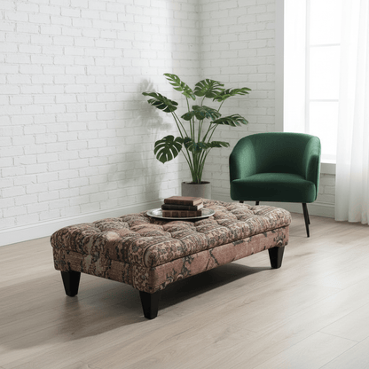 Premium Tufted Coffee Table Footstool Expressive Art Motif - ISTOOLS