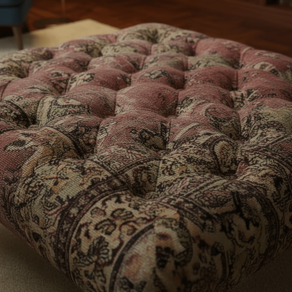 Premium Tufted Square Coffee Table Footstool Expressive Art Motif - ISTOOLS