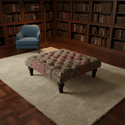 Premium Tufted Square Coffee Table Footstool Expressive Art Motif - ISTOOLS