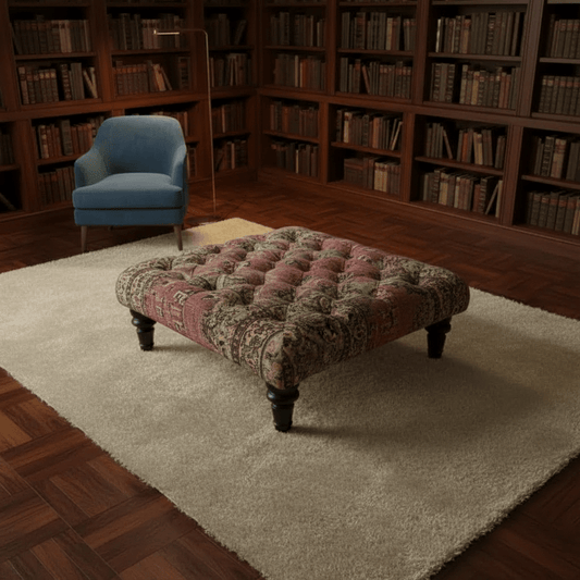 Premium Tufted Square Coffee Table Footstool Expressive Art Motif - ISTOOLS