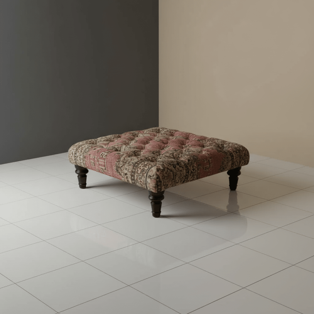 Premium Tufted Square Coffee Table Footstool Expressive Art Motif - ISTOOLS