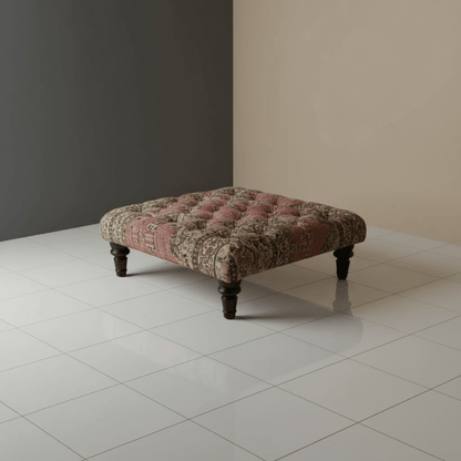 Premium Tufted Square Coffee Table Footstool Expressive Art Motif - ISTOOLS