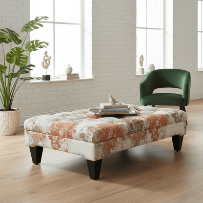 Premium Upholstered Rectangular Centrepiece Pouffe Multi - Toned - ISTOOLS