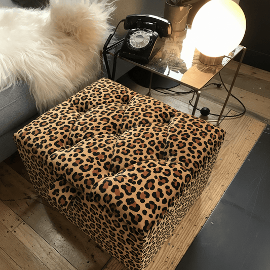 Premium Upholstered Small Square Box Tufted Style bec - ISTOOLS