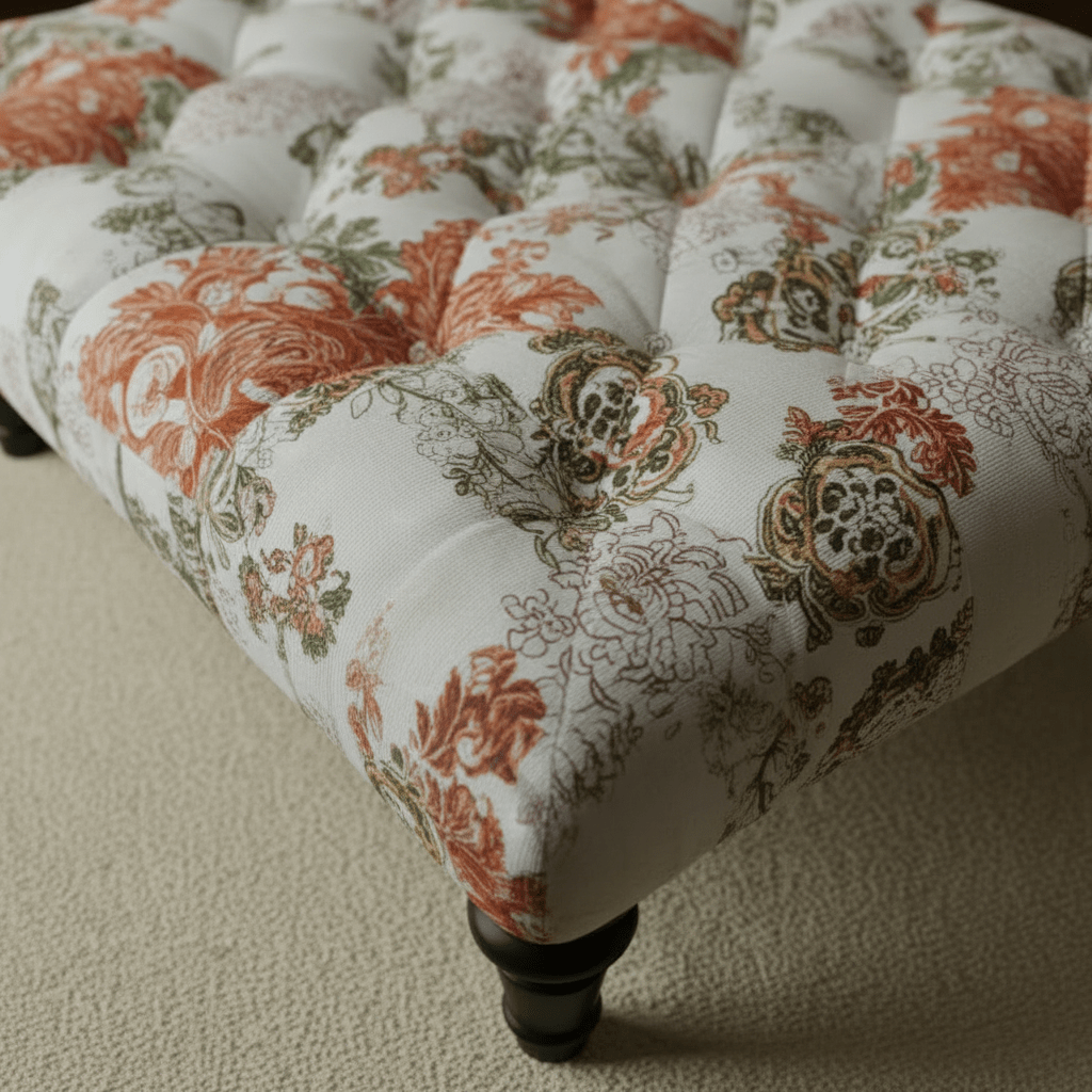 Premium Upholstered Square Centrepiece Pouffe Multi - Toned - ISTOOLS