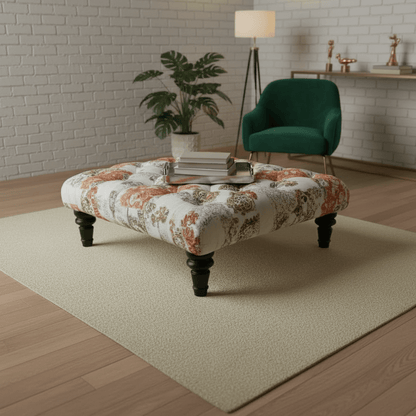 Premium Upholstered Square Centrepiece Pouffe Multi - Toned - ISTOOLS