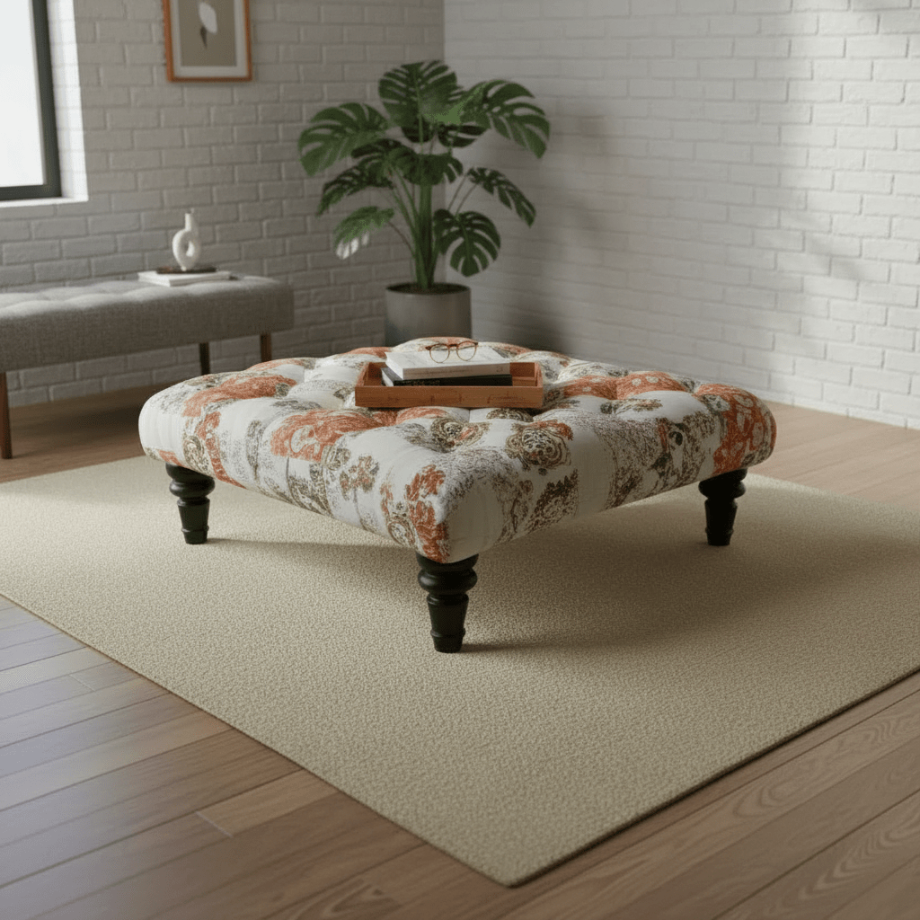 Premium Upholstered Square Centrepiece Pouffe Multi - Toned - ISTOOLS