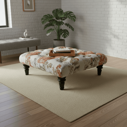 Premium Upholstered Square Centrepiece Pouffe Multi - Toned - ISTOOLS