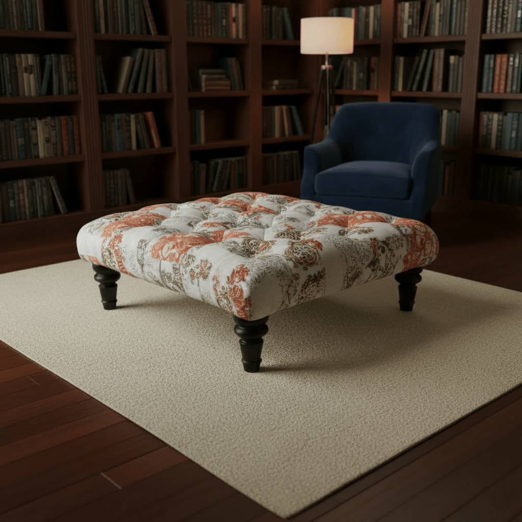 Premium Upholstered Square Centrepiece Pouffe Multi - Toned - ISTOOLS
