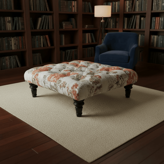 Premium Upholstered Square Centrepiece Pouffe Multi - Toned - ISTOOLS