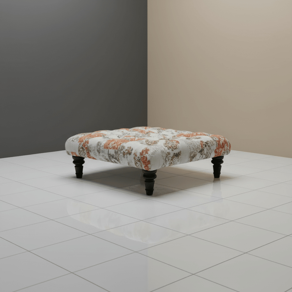 Premium Upholstered Square Centrepiece Pouffe Multi - Toned - ISTOOLS