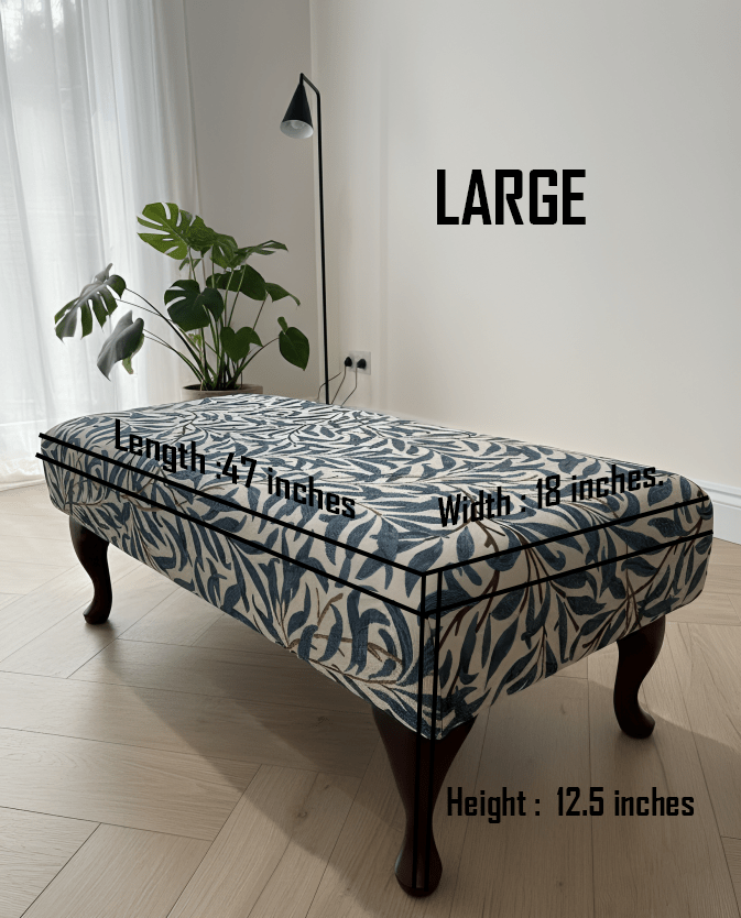 Premium Will Blue Velvet Footstool Ottoman – Multifunctional Footrest & Coffee Table Pouffe - ISTOOLS