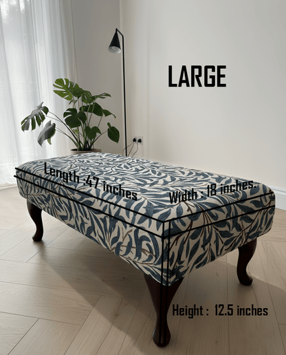 Premium Will Blue Velvet Footstool Ottoman – Multifunctional Footrest & Coffee Table Pouffe - ISTOOLS