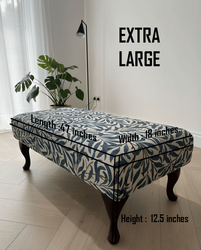 Premium Will Blue Velvet Footstool Ottoman – Multifunctional Footrest & Coffee Table Pouffe - ISTOOLS