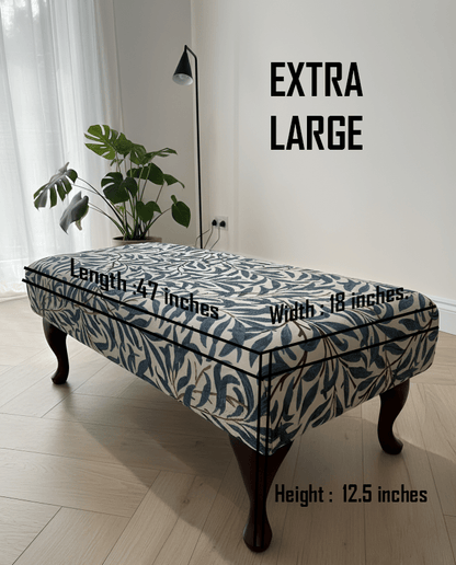 Premium Will Blue Velvet Footstool Ottoman – Multifunctional Footrest & Coffee Table Pouffe - ISTOOLS