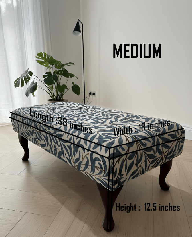 Premium Will Blue Velvet Footstool Ottoman – Multifunctional Footrest & Coffee Table Pouffe - ISTOOLS