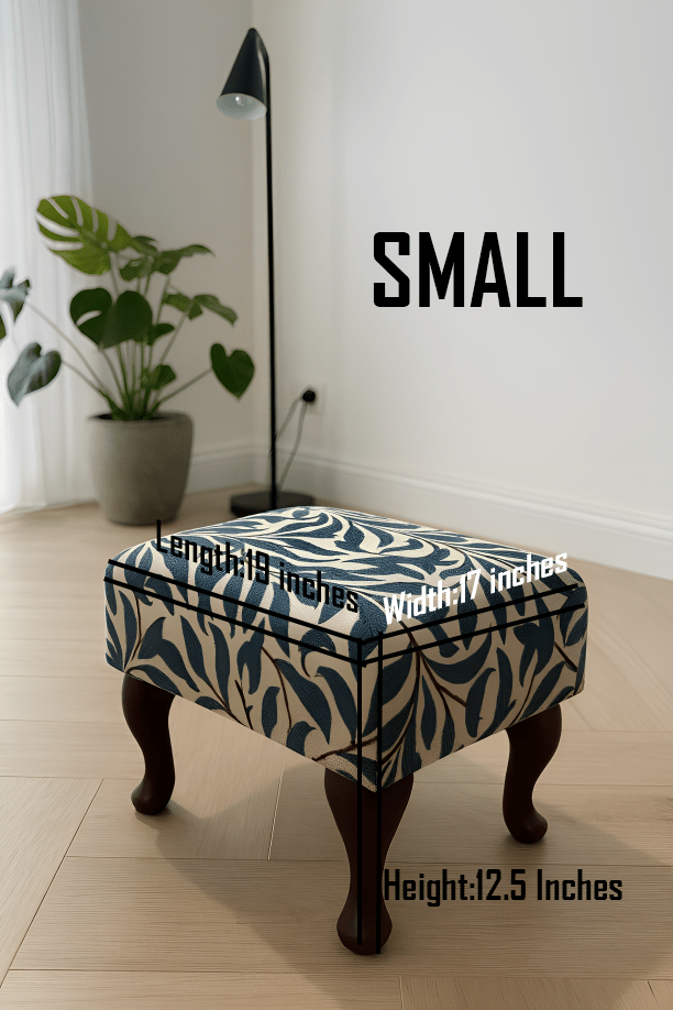 Premium Will Blue Velvet Footstool Ottoman – Multifunctional Footrest & Coffee Table Pouffe - ISTOOLS
