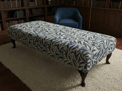 Premium Will Blue Velvet Footstool Ottoman – Non - Storage Multifunctional Footrest & Coffee Table Pouffe - ISTOOLS