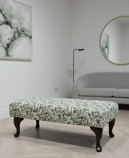 Handmade green ottoman bench with memory foam cushion for living room - ISTOOLS