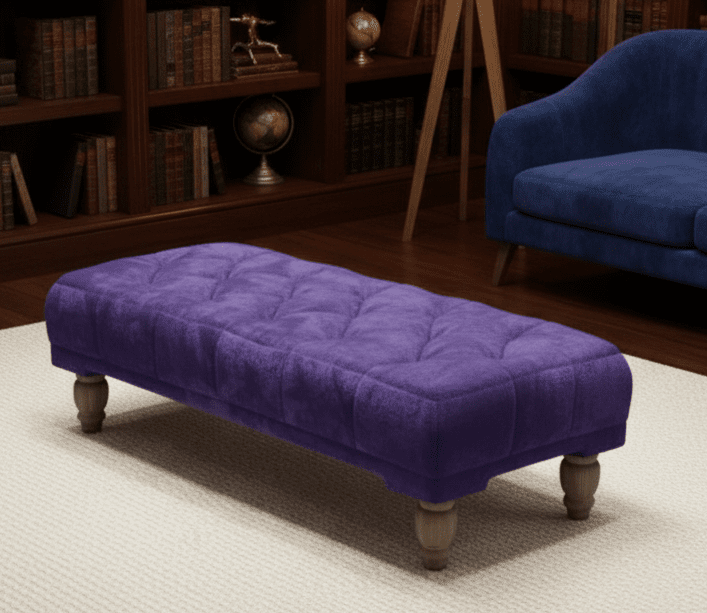 Purple Aubergine Chesterfield Footstool with Deep Buttoned Velvet Upholstery - ISTOOLS