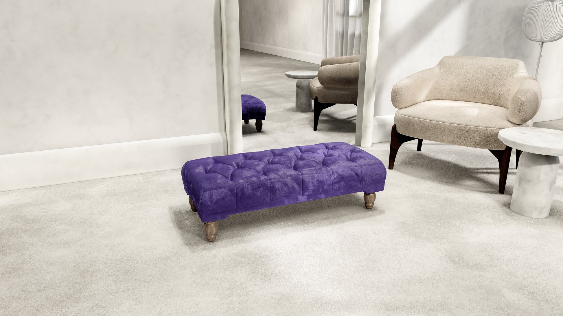 Compact and Large Purple Chesterfield Ottoman for UK Homes - ISTOOLS