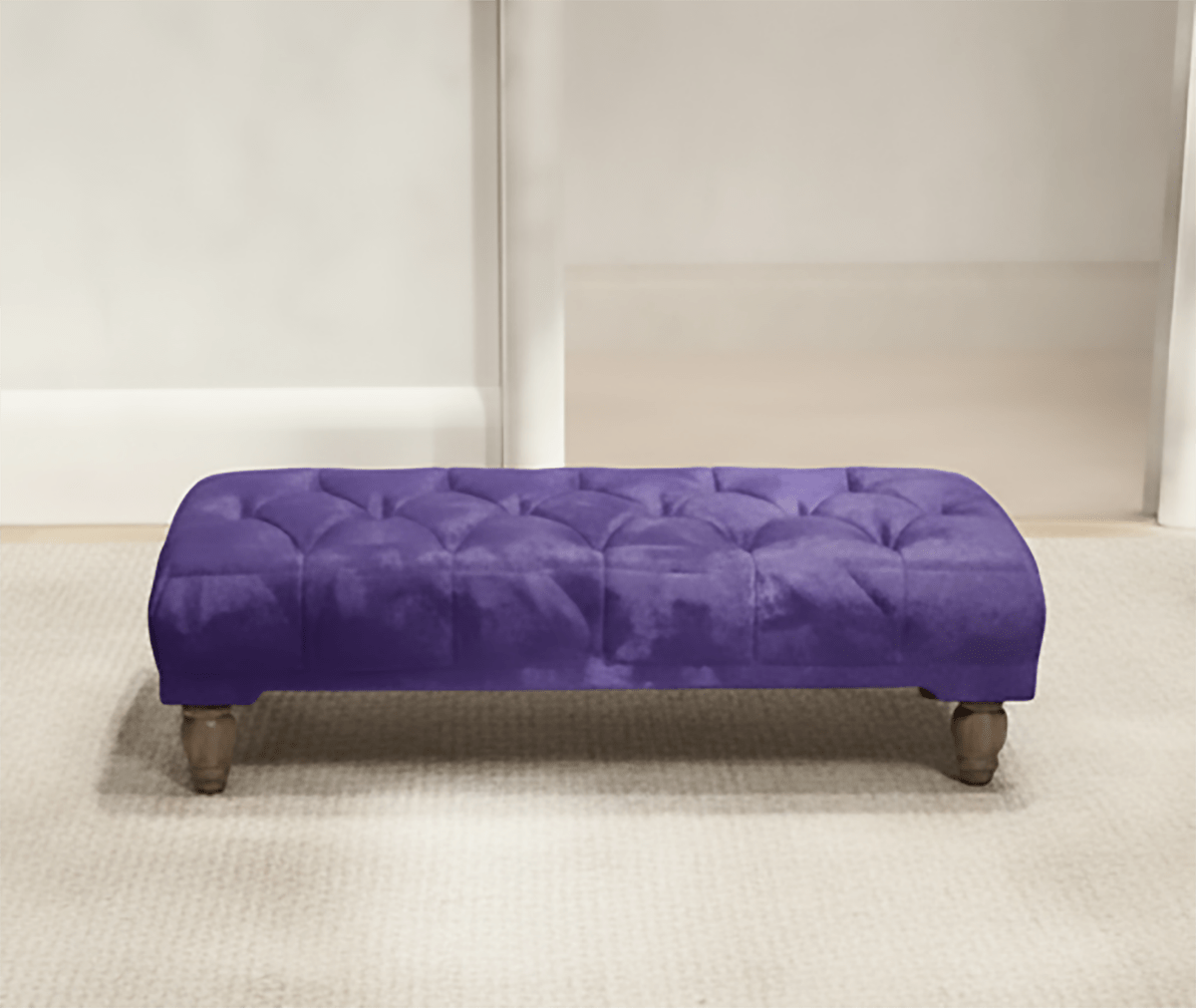 Purple Aubergine Chesterfield Footstool | Purple Buttoned Footstool - ISTOOLS
