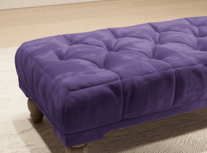 Deep Buttoned Aubergine Velvet Footrest Ottoman for Home Décor- ISTOOLS