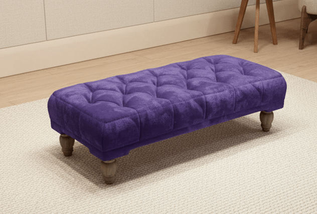 Luxury Purple Velvet Ottoman Bench for Living Room and Bedroom - ISTOOLS