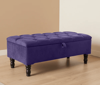Purple Aubergine Ottoman Storage Bench – Luxury Chenille Fabric Footstool with Hidden Storage UK - ISTOOLS