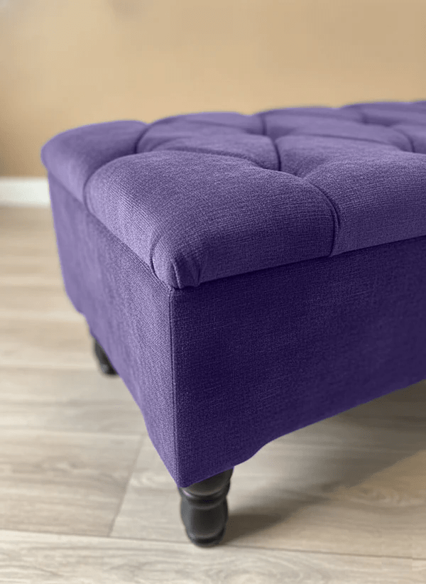 Purple Aubergine Ottoman Storage Bench – Luxury Chenille Fabric Footstool with Hidden Storage UK - ISTOOLS