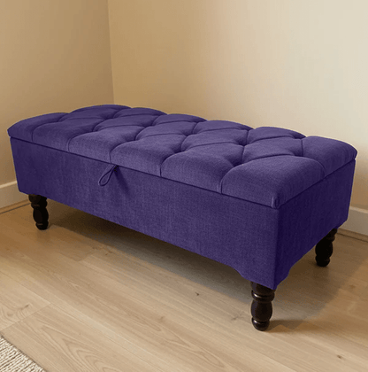 Purple Aubergine Ottoman Storage Bench – Luxury Chenille Fabric Footstool with Hidden Storage UK - ISTOOLS