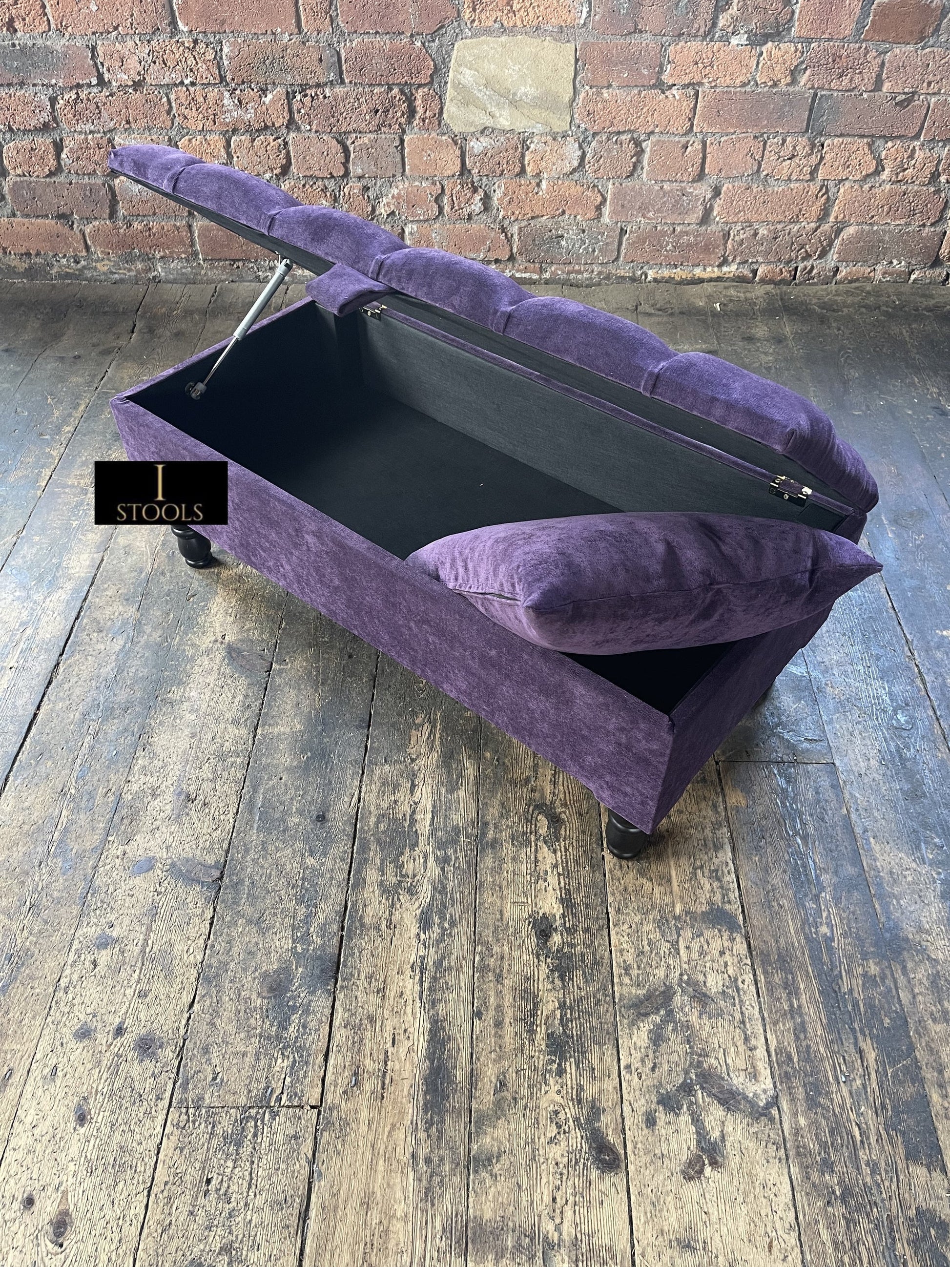 Purple Aubergine Ottoman Storage Bench | Purple Chenille Fabric Footstool - ISTOOLS