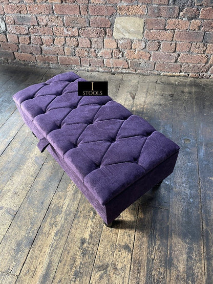 Purple Aubergine Ottoman Storage Bench | Purple Chenille Fabric Footstool - ISTOOLS