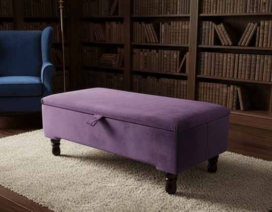 Velvet storage ottoman coffee table bench with hidden storage UK - ISTOOLS