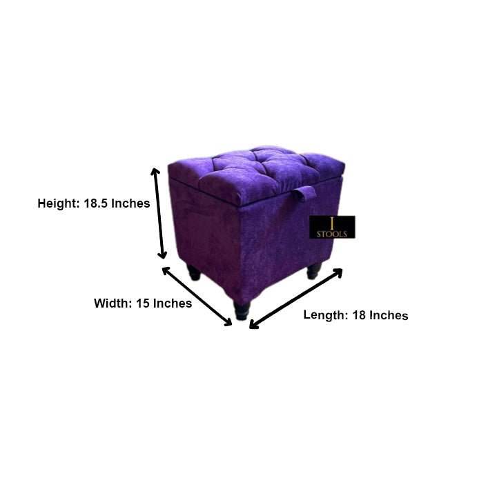 Purple Aubergine Small Storage Box | Purple Footstool with Storage UK | Purple Velvet Stool - ISTOOLS