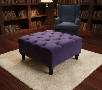 Luxury aubergine velvet ottoman with hidden storage for living room and bedroom  - ISTOOLS