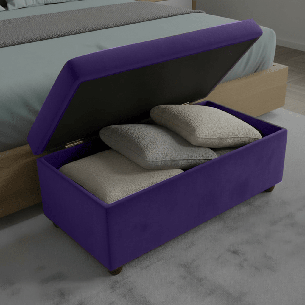 Purple Modern Smooth Top Storage Bench Vibrant Art Style UK - ISTOOLS