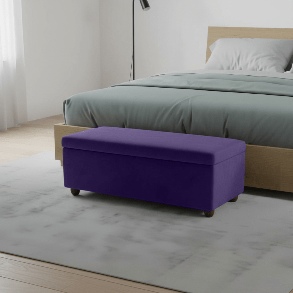 Purple Modern Smooth Top Storage Bench Vibrant Art Style UK - ISTOOLS