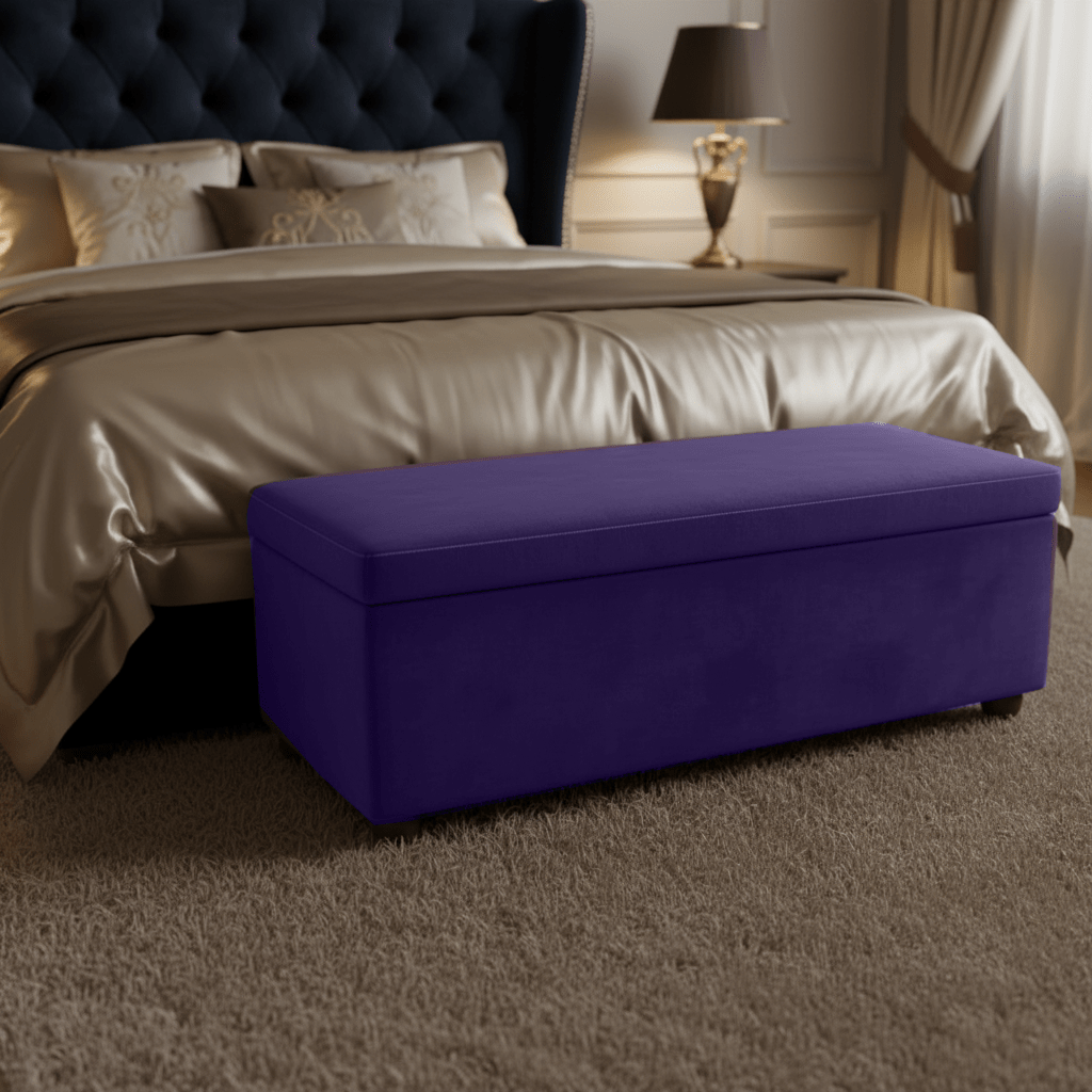 Purple Modern Smooth Top Storage Bench Vibrant Art Style UK - ISTOOLS